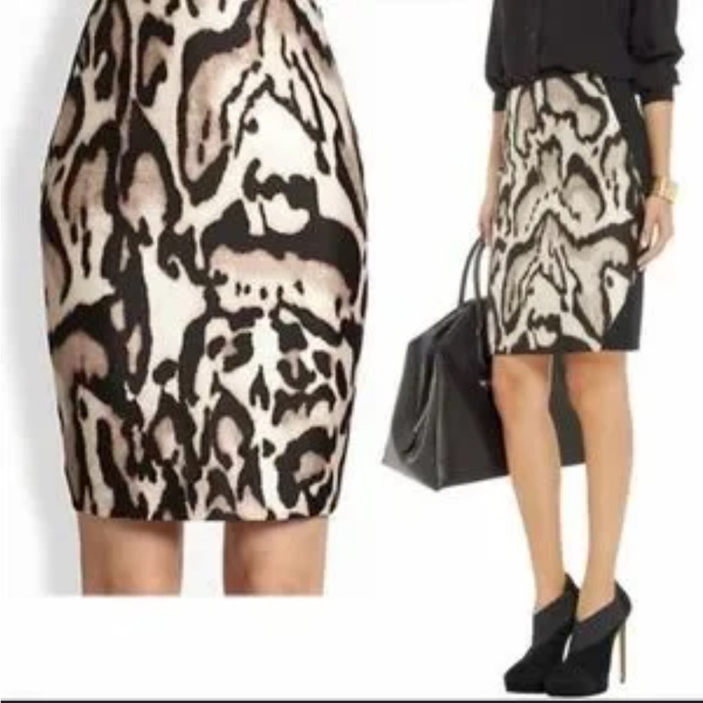 Diane von Furstenberg Mae Mikado Pencil Skirt Leopard Bark Size 4